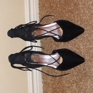 Black lace up heels